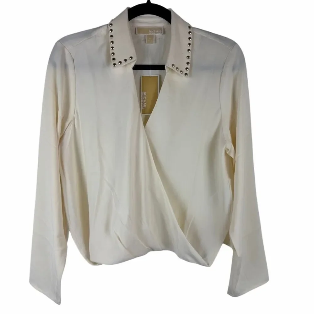 NWT Michael Kors cream with gold rivets- size M